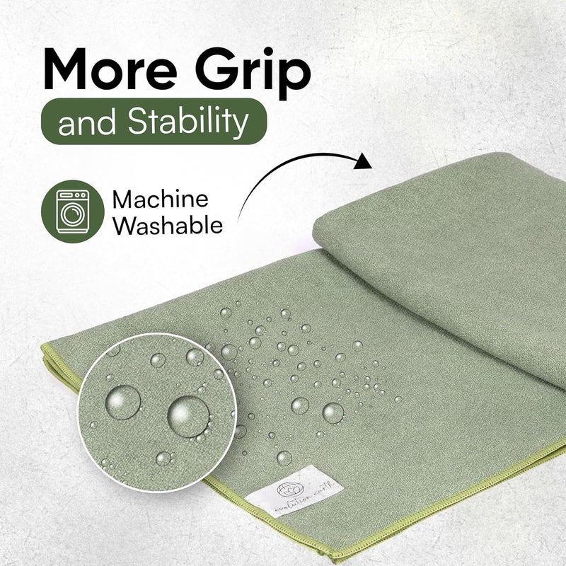 Evolution Earth Yoga Mat Towel - Double Sided Microfiber Yoga Towel - Sweat Absorbent Non Slip Hot Yoga Towel - Lightweight, Quick Drying Pilates and Bikram Sweat Towel - 73''L x 26''W, Sage - Image 5